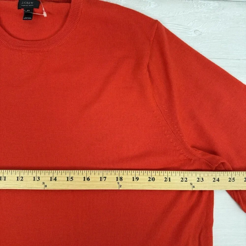 J.Crew Merino Wool‎ Sweater Men XL Red Crew Neck Pullover Knit Holiday Christmas